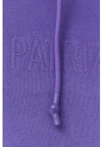 Patrizia Pepe bluza bawełniana damska kolor fioletowy z kapturem z aplikacją. Typ kołnierza: kaptur. Kolor: fioletowy. Materiał: bawełna. Długość rękawa: długi rękaw. Długość: długie. Wzór: aplikacja #4