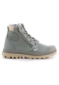 Buty do chodzenia dla dzieci Palladium Pampa HI Cuff WP. Wysokość cholewki: za kostkę. Zapięcie: sznurówki. Kolor: szary. Materiał: materiał, syntetyk. Szerokość cholewki: normalna. Sport: turystyka piesza