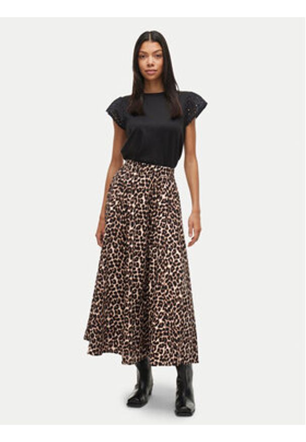 Vila Spódnica maxi Valencia 14106880 Brązowy Regular Fit. Kolor: brązowy. Materiał: bawełna