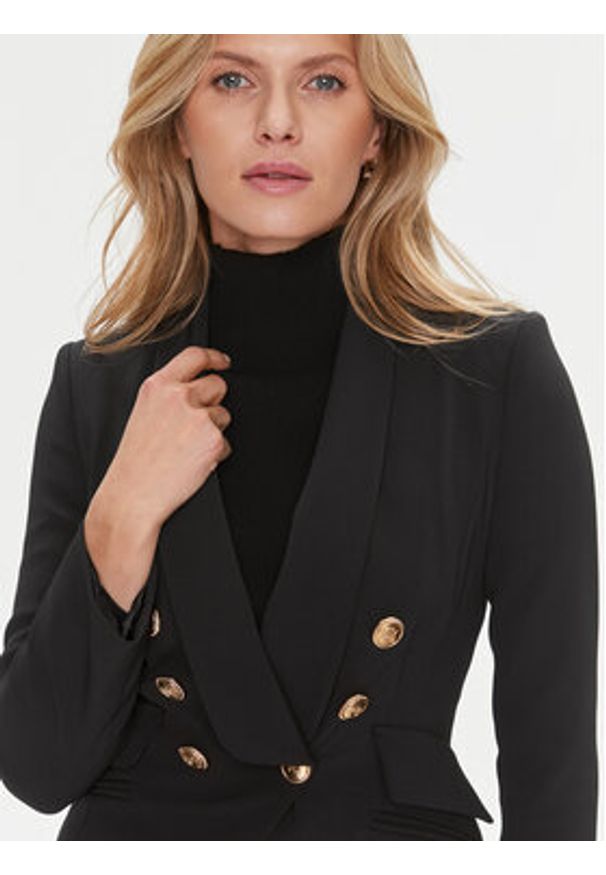 Elisabetta Franchi Marynarka GI-064-36E3 Czarny Regular Fit. Kolor: czarny. Materiał: syntetyk
