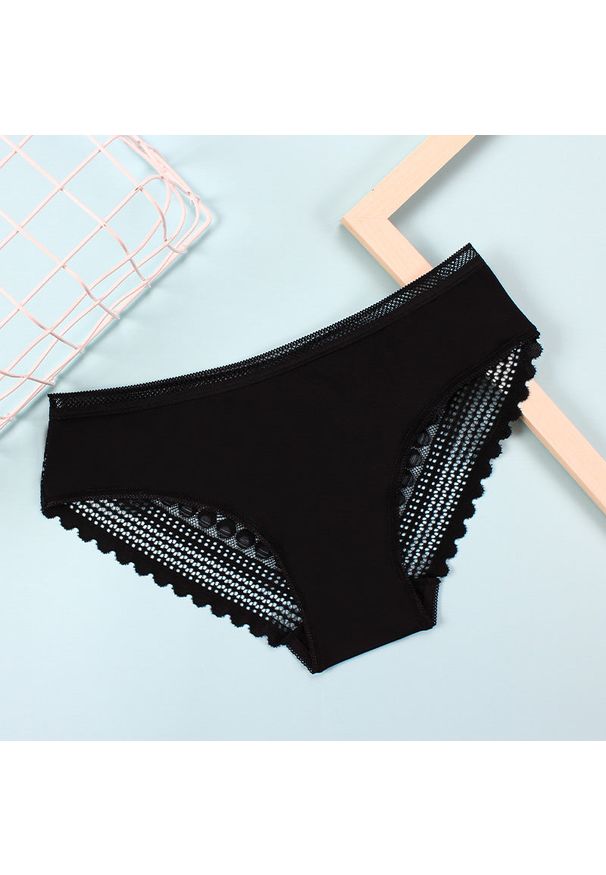 Intica - Figi koronkowe damskie z wysokiej jakości materiału Dorle. Kolor: czarny. Materiał: materiał, koronka. Wzór: aplikacja, koronka