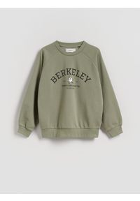 Reserved - Bluza z nadrukiem - jasnozielony. Kolor: zielony. Materiał: dzianina, bawełna. Wzór: nadruk