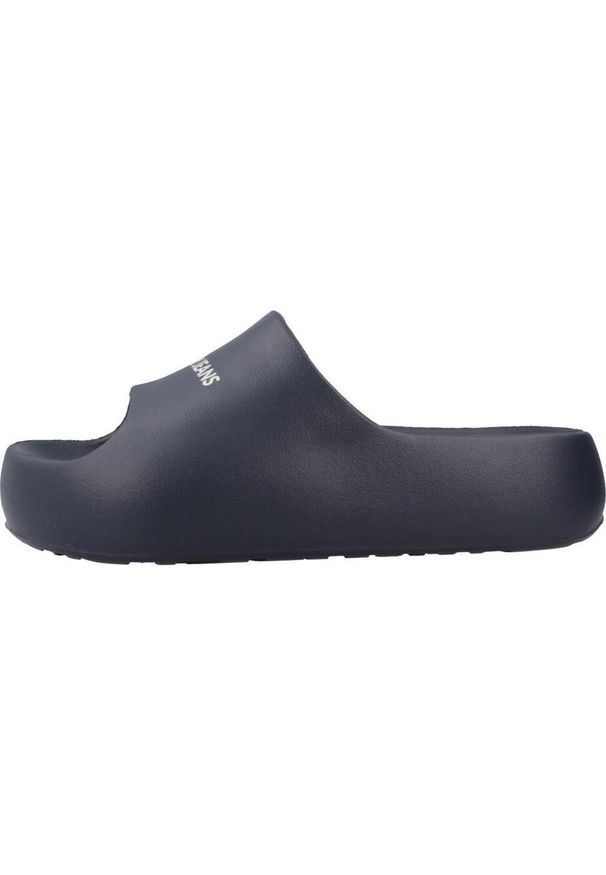 TOMMY HILFIGER - Sandały TOMMY JEANS TJW CHUNKY FLATFORM SLID Niebieski. Kolor: niebieski. Materiał: jeans