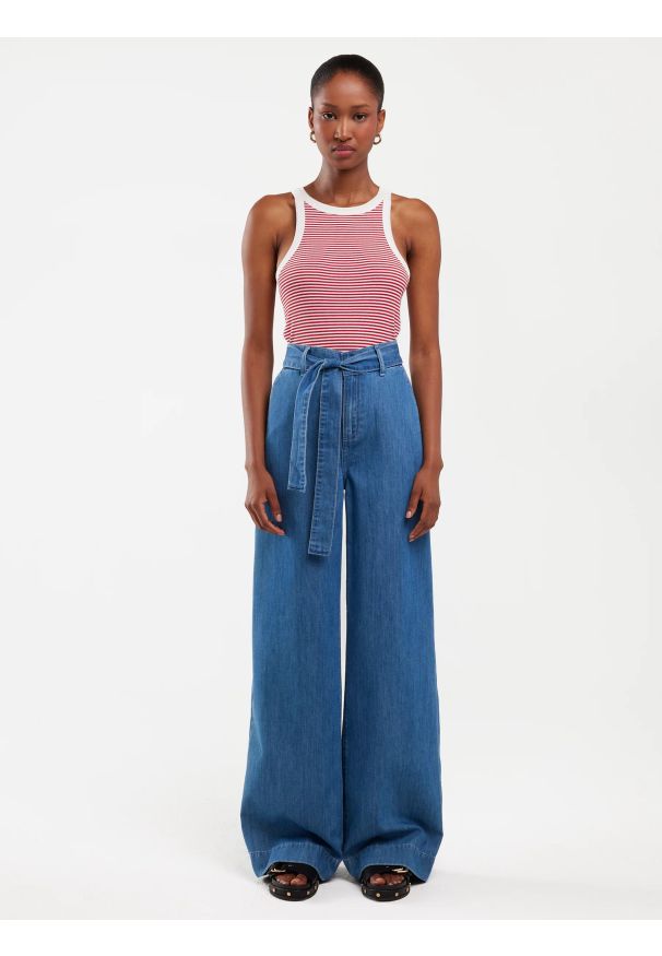 Big-Star - Jeansy damskie wide z paskiem niebieskie Julii 312. Stan: podwyższony. Kolor: niebieski. Sezon: wiosna, lato. Styl: elegancki, retro