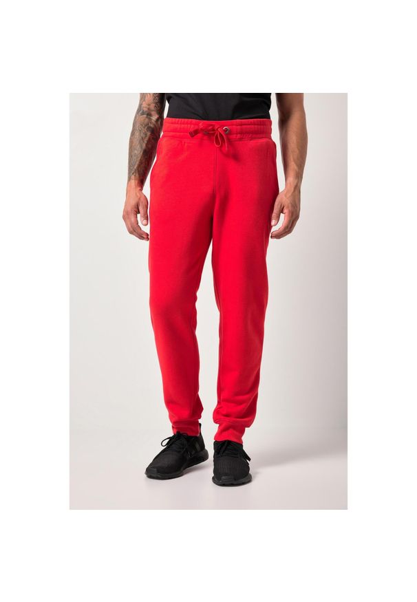 JAY-PI - Męskie Spodnie dresowe ściągane sznurkiem nowoczesny krój do roz. 8XL. Kolekcja: plus size. Kolor: czerwony. Materiał: bawełna, poliester, materiał. Długość: długie