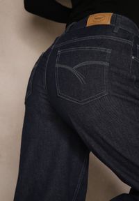 Renee - Niebieskie Jeansy z Bawełny High Waist z Ozdobną Sznurówką w Pasie Ohirvyra. Okazja: na co dzień. Stan: podwyższony. Kolor: niebieski. Styl: casual #6