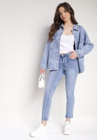 Born2be - Niebieskie Jeansy o Dopasowanym Fasonie Skinny Leonfia. Okazja: na spotkanie biznesowe, do pracy, na co dzień. Kolor: niebieski. Styl: biznesowy, elegancki, casual