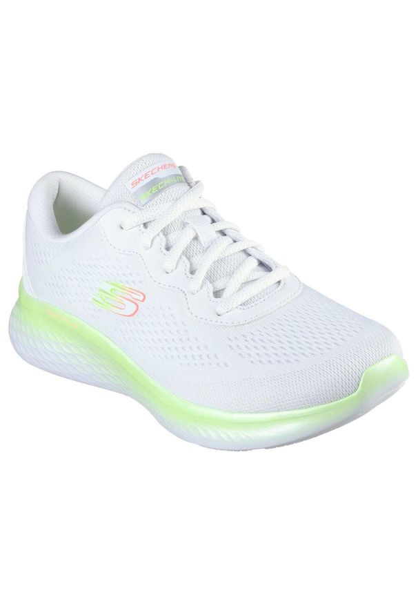 skechers - Damskie SKECH-LITE PRO STUNNING STEPS Sneakersy Biały / Limonka. Kolor: zielony, biały, wielokolorowy. Materiał: poliester, materiał. Wzór: gradientowy
