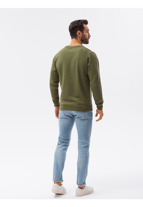 Ombre Clothing - Bluza męska bez kaptura B1153 - khaki - XXL. Typ kołnierza: bez kaptura. Kolor: brązowy. Materiał: poliester, bawełna