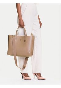 TOMMY HILFIGER - Tommy Hilfiger Torebka Th Distinct Satchel AW0AW17463 Beżowy. Kolor: beżowy. Materiał: skórzane