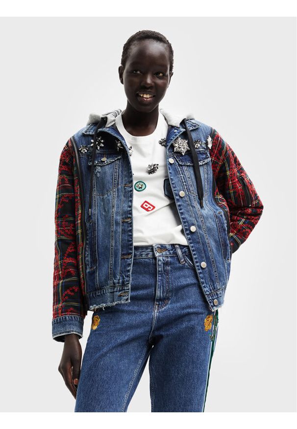 Desigual Kurtka jeansowa Wichita 22WWEWAY Kolorowy Oversize. Materiał: jeans, bawełna. Wzór: kolorowy