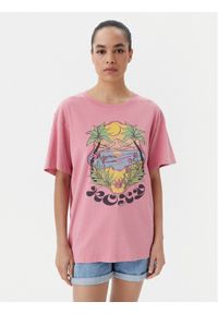 Roxy T-Shirt ERJZT05905 Różowy Oversize. Kolor: różowy. Materiał: bawełna
