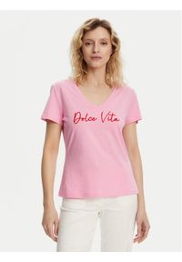 Morgan T-Shirt 251-DOLCE Różowy Regular Fit. Kolor: różowy. Materiał: bawełna