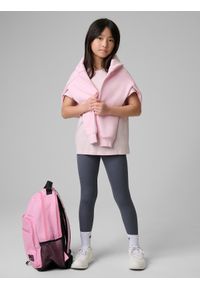 4f - 4F Legginsy prążkowane dziewczęce - czarne 134 (8-9 lat). Okazja: na co dzień, na spacer, na uczelnię. Stan: podwyższony. Kolor: szary. Materiał: prążkowany. Sezon: lato. Styl: casual #1