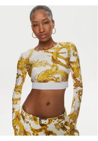 Versace Jeans Couture Bluzka 76HAH218 Biały Slim Fit. Kolor: biały. Materiał: syntetyk