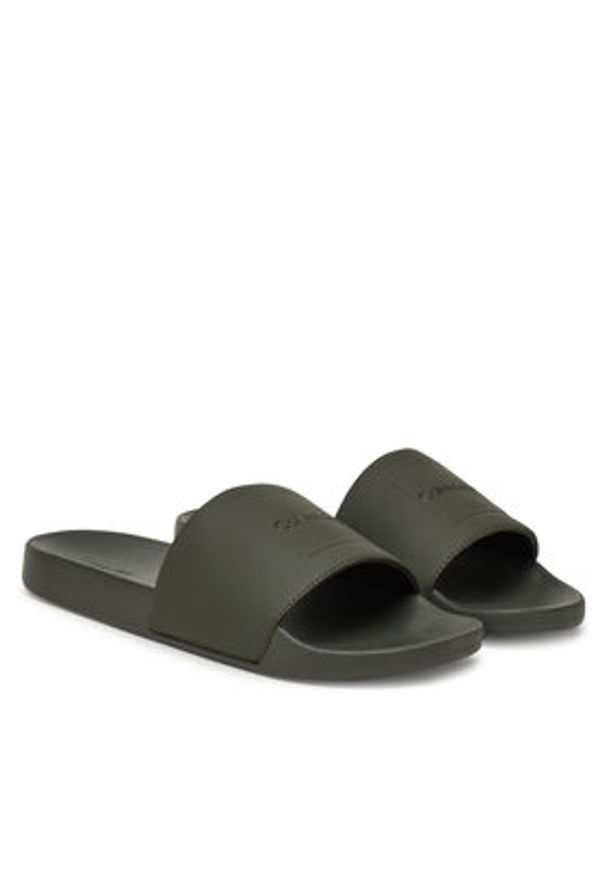 Calvin Klein Klapki Pool Slide W/ Ck Square HM0HM01754 Zielony. Kolor: zielony. Materiał: skóra