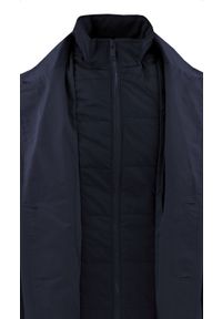 Krótki, Męski Płaszcz Przejściowy z Wysokim Kołnierzem - Brave Soul - Granatowy. Kolor: niebieski. Materiał: poliester. Długość: krótkie. Sezon: wiosna, jesień #6