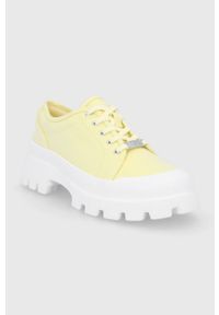 Steve Madden tenisówki Mt Fuji damskie kolor żółty. Nosek buta: okrągły. Zapięcie: sznurówki. Kolor: żółty. Materiał: guma. Obcas: na platformie #4
