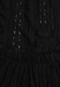 Renee - Czarny Eteryczny Komplet z Koronką i Falbankami Top i Spodnie Wide Leg Pretilaine. Kolor: czarny. Materiał: koronka. Wzór: koronka #3