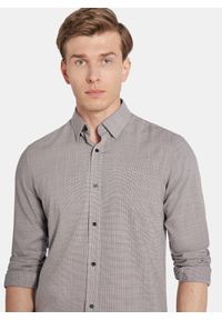 Pako Lorente - PAKO LORENTE - Brązowa koszula w drobną kratę. Kolor: brązowy, niebieski. Materiał: poliester, elastan, wiskoza. Długość rękawa: długi rękaw. Długość: długie. Sezon: jesień #5