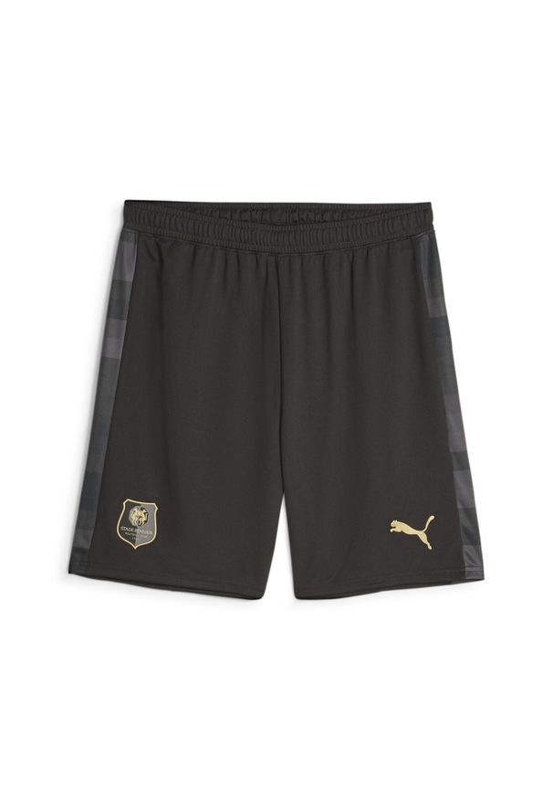 Puma - Szorty piłkarskie Stade Rennais F.C. PUMA Black Matte Gold Beige. Kolor: żółty, wielokolorowy, czarny, beżowy. Sport: piłka nożna