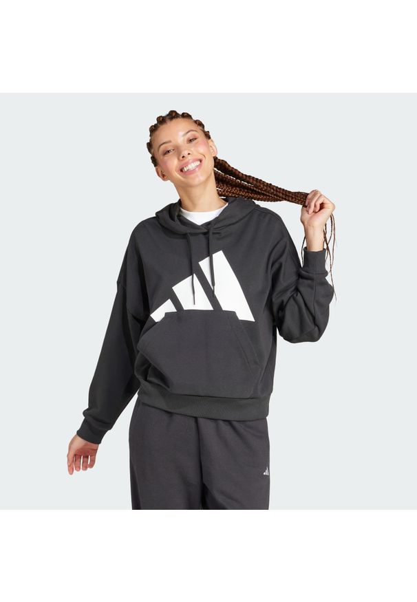 Adidas - Bluza z kapturem Essentials Big Logo French Terry Loose. Typ kołnierza: kaptur. Kolor: czarny, biały, wielokolorowy. Materiał: materiał. Sport: fitness