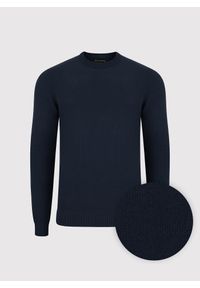 Pako Lorente - PAKO LORENTE – Granatowy sweter męski. Kolor: oliwkowy, niebieski. Materiał: bawełna. Wzór: gładki. Sezon: wiosna #3