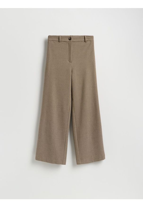 Reserved - Spodnie w kratę - beżowy. Kolor: beżowy. Materiał: tkanina, wiskoza