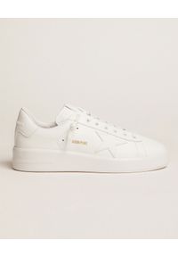 GOLDEN GOOSE - Białe sneakersy ze skóry Purestar. Kolor: biały. Materiał: skóra. Szerokość cholewki: normalna. Wzór: aplikacja #4