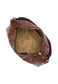 Wittchen - Damska torebka na ramię pikowana trapezowa brązowa. Kolor: brązowy. Wzór: haft. Dodatki: z haftem. Materiał: skórzane. Rozmiar: małe. Styl: elegancki. Rodzaj torebki: na ramię #4