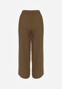 Renee - Brązowe Spodnie z Bawełny Typu Palazzo z Gumką w Talii Fieana. Okazja: na spacer. Kolor: brązowy. Materiał: bawełna #7