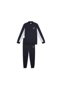 Puma - Męski dres inspirowany koszykówką z poliestru PUMA New Navy Blue. Kolor: niebieski. Materiał: dresówka, poliester. Sport: koszykówka
