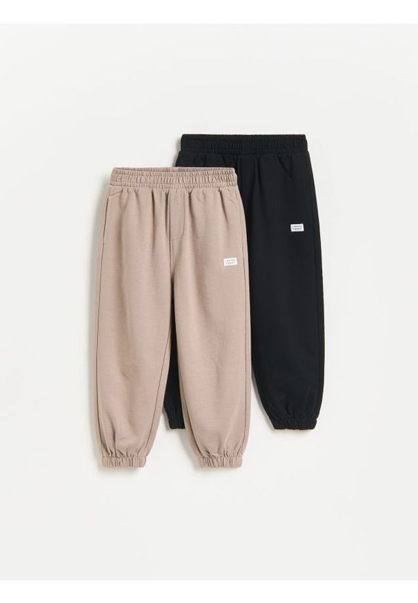Reserved - Bawełniane spodnie jogger 2 pack - brązowy. Kolor: brązowy. Materiał: bawełna