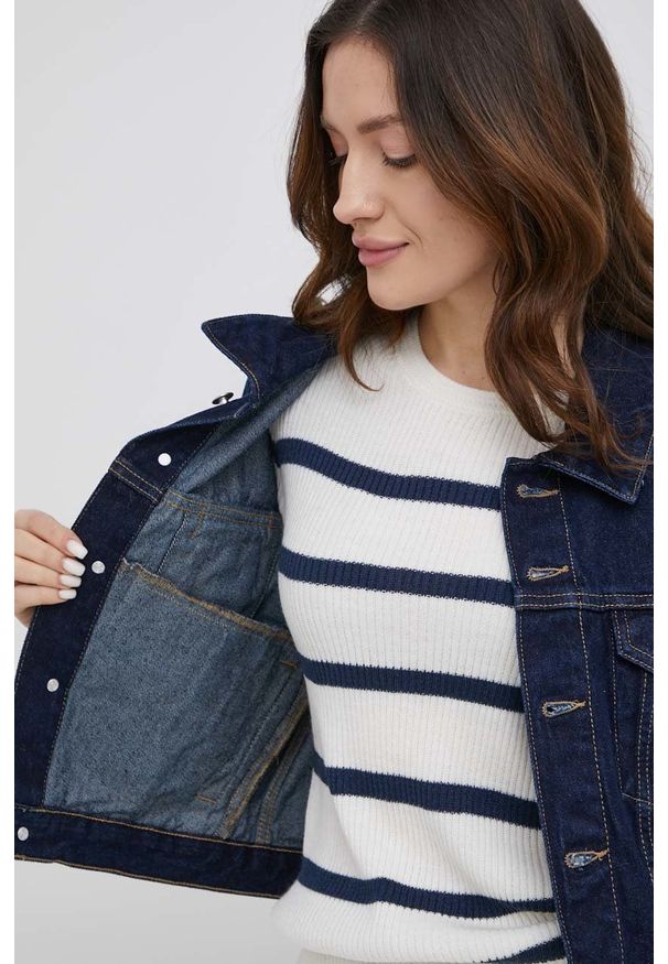 only - Only kurtka jeansowa damska kolor granatowy przejściowa oversize. Kolor: niebieski. Materiał: jeans
