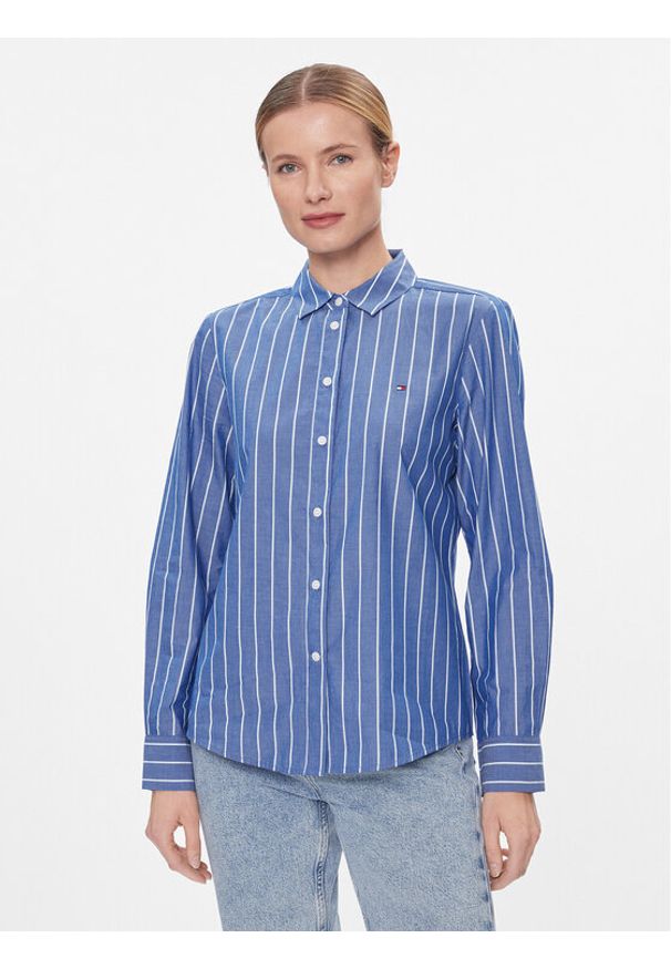 TOMMY HILFIGER - Tommy Hilfiger Koszula Baseball Stripe Regular Shirt WW0WW41155 Niebieski Regular Fit. Kolor: niebieski. Materiał: bawełna