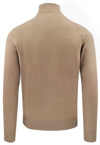 Bawełniany Męski Golf - Pako Jeans - Melanżowy Beż. Typ kołnierza: golf. Kolor: beżowy, brązowy, wielokolorowy. Materiał: bawełna. Wzór: melanż. Styl: klasyczny #4