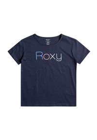 Roxy t-shirt bawełniany dziecięcy kolor granatowy. Okazja: na co dzień. Kolor: niebieski. Materiał: bawełna. Wzór: nadruk. Styl: casual #3