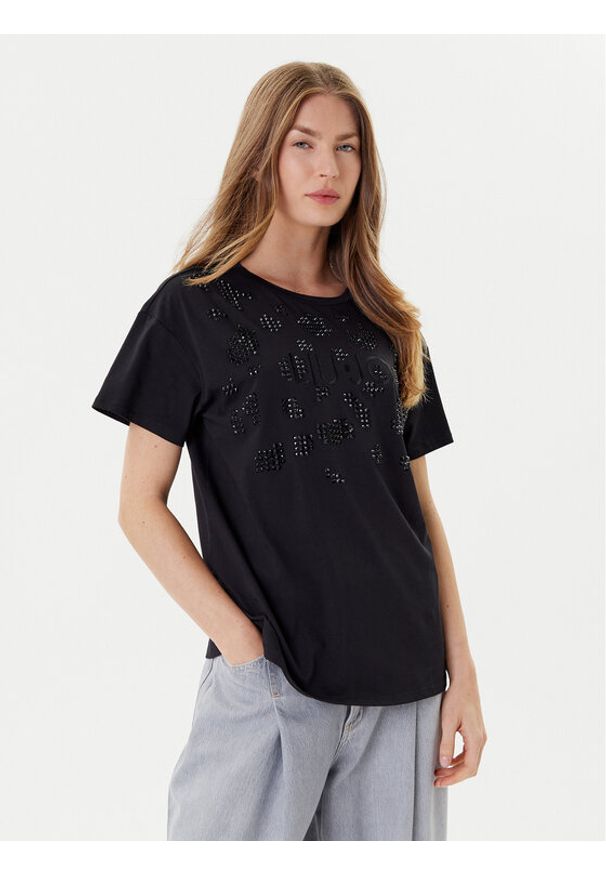 Liu Jo Sport T-Shirt TF5184 JS923 Czarny Relaxed Fit. Kolor: czarny. Materiał: bawełna. Styl: sportowy