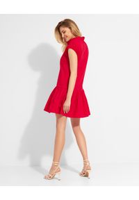 Ermanno Firenze - ERMANNO FIRENZE - Czerwona sukienka mini z haftem. Kolor: czerwony. Materiał: bawełna. Wzór: haft. Typ sukienki: proste, rozkloszowane. Długość: mini #2