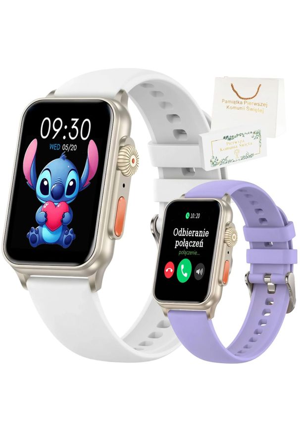 Rubicon Zegarek dziecięcy SMARTWATCH na Komunię Rubicon RNCF06 white/purple. Rodzaj zegarka: smartwatch