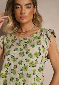 Renee - Zielona Kwiatowa Bluzka z Bawełny Ulosirenia. Okazja: na co dzień. Kolor: zielony. Materiał: bawełna. Wzór: kwiaty. Styl: elegancki, casual