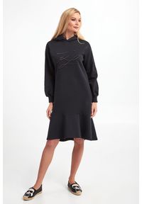 Karl Lagerfeld - SUKIENKA KARL LAGERFELD. Typ kołnierza: kaptur. Materiał: bawełna. Długość rękawa: długi rękaw. Wzór: haft. Długość: midi #2