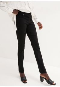 bonprix - Spodnie ze stretchem z gumką w talii. Kolor: czarny. Styl: klasyczny #1