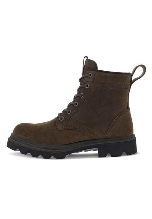 ecco - Buty do chodzenia damskie Ecco Winterstiefel Grainer. Wysokość cholewki: za kostkę. Zapięcie: sznurówki. Kolor: brązowy. Materiał: skóra, tkanina. Szerokość cholewki: normalna. Sport: turystyka piesza