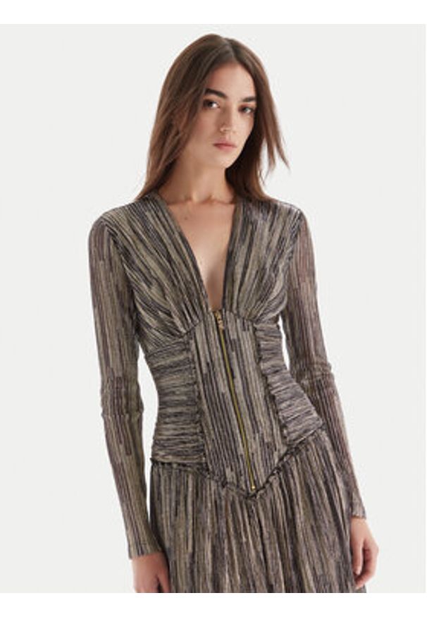 Just Cavalli Sukienka wieczorowa 79PAO946 J0252 Złoty Slim Fit. Kolor: złoty. Materiał: syntetyk. Styl: wizytowy