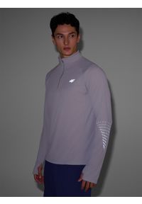4f - 4F Longsleeve do biegania w terenie szybkoschnący męski - szary XL. Typ kołnierza: kołnierzyk stójkowy. Kolor: szary. Materiał: dzianina, włókno, materiał, syntetyk. Długość rękawa: długi rękaw. Długość: długie