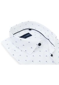 Mmer / Villaro - Koszule męskie - Biała koszula w granatowe roślinki, sadzonki H152. Kolor: biały, wielokolorowy, niebieski. Materiał: bawełna, poliester, tkanina. Długość: długie. Styl: klasyczny #1