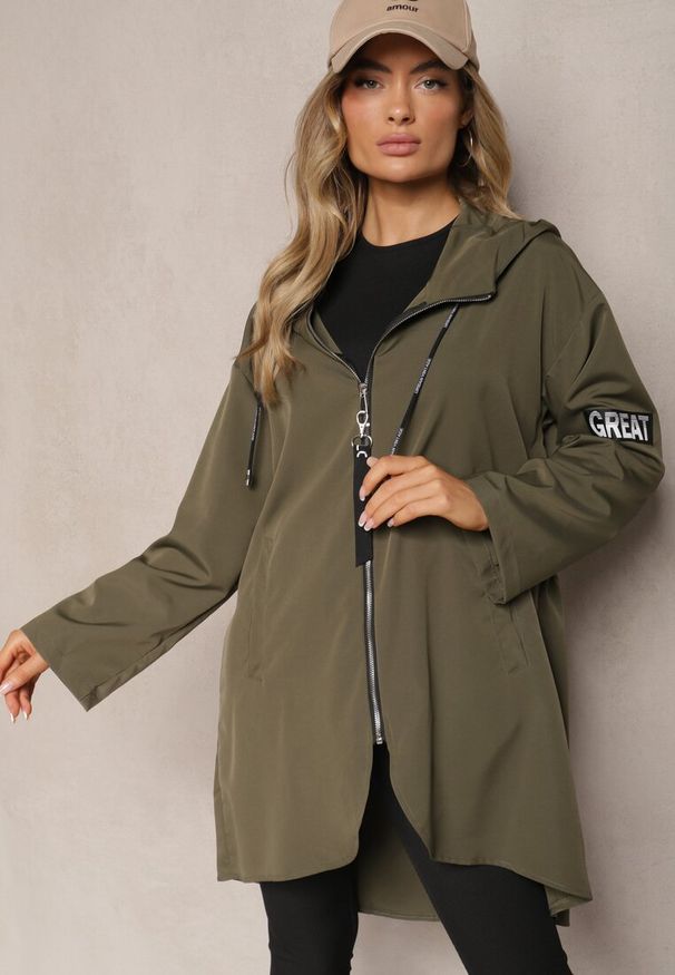 Renee - Ciemnozielona Kurtka Wiatrówka Oversize Palishe. Kolor: zielony. Długość rękawa: długi rękaw. Długość: długie. Styl: elegancki