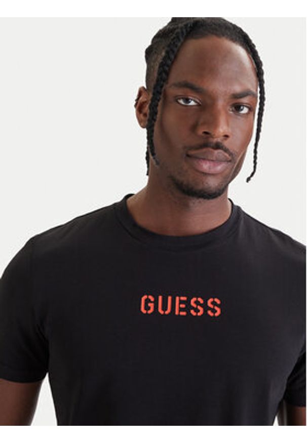 Guess T-Shirt U6GM01 K6YW1 Czarny Regular Fit. Kolor: czarny. Materiał: bawełna