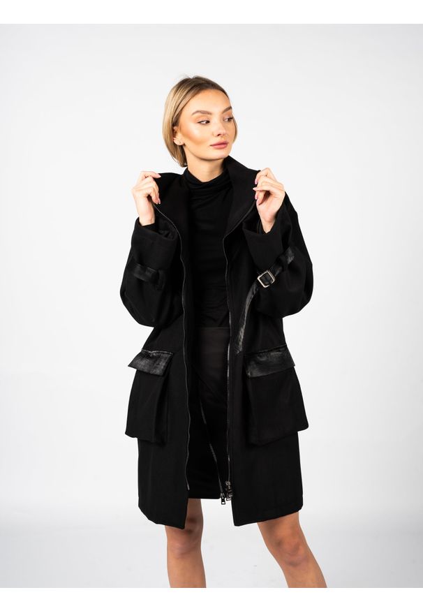 La Haine Inside Us Płaszcz "LW506" | A23294BLW506 | Kobieta | Czarny. Kolor: czarny. Materiał: wiskoza, poliester, elastan